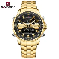 NAVIFORCE 9234 Fashion Brand Black Gold Men Watch Fashion Luxury Quartz Wrist Watches Sport Waterproof Stainless Steel Strap - Golden Black Golden